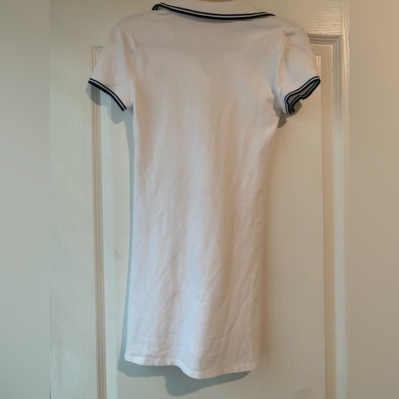 Abercrombie Size XS White Navy Knit Polo Collared Dress Y2K Preppy Cotton EUC - Picture 5 of 11